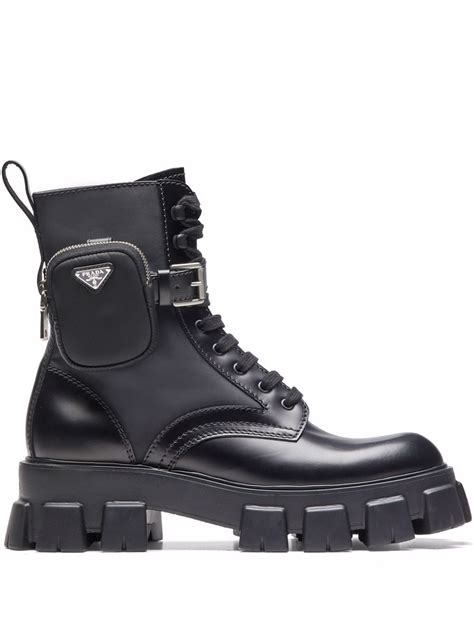 prada monolith pouch attached combat boots|prada ankle pouch combat boots.